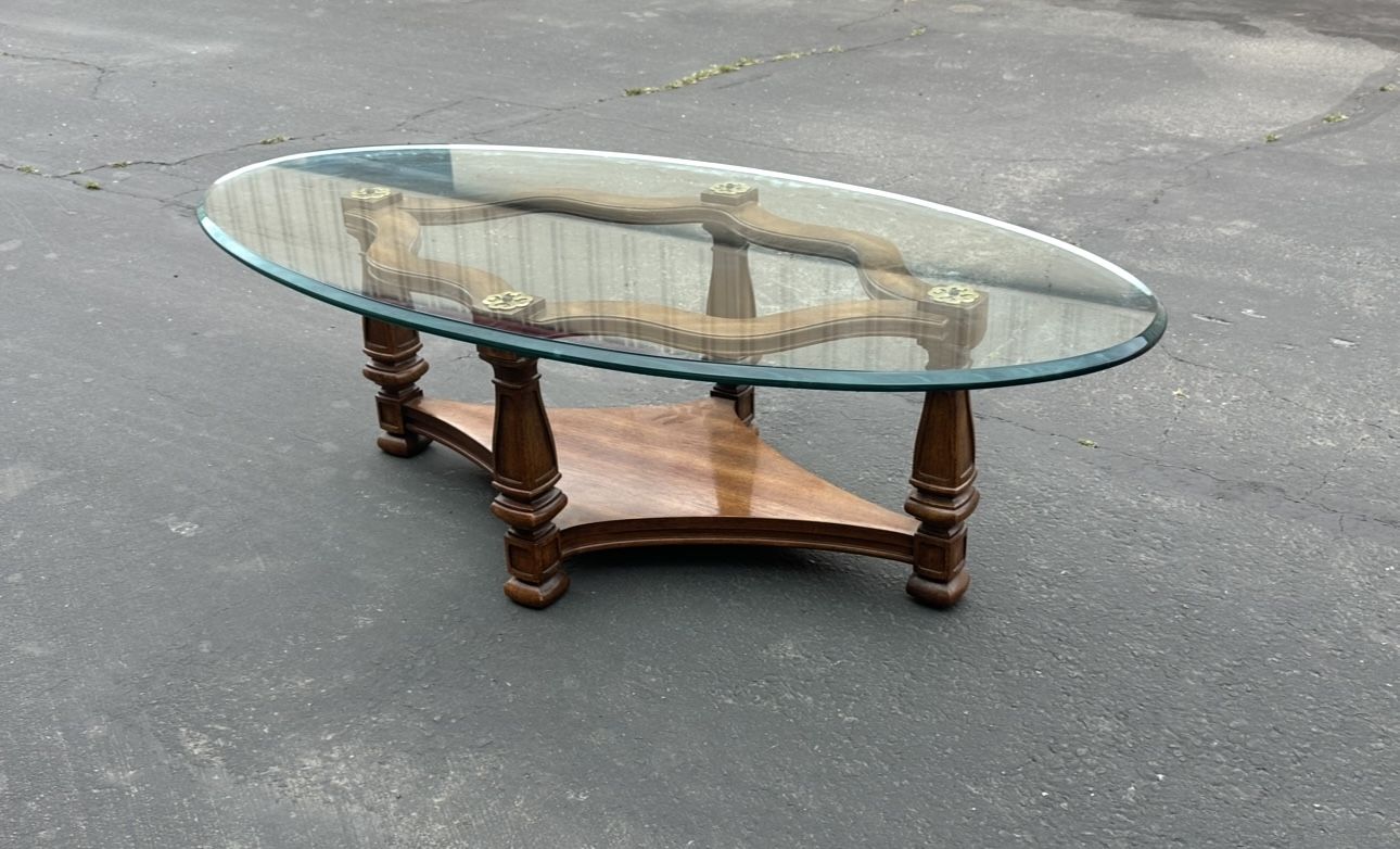 Thick Polished Glass Top Coffee Table