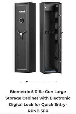 Gun Safe- Biometric 5 Rifle Gun Large Storage Cabinet with Electronic Digital Lock for Quick Entry-RPNB 5FR