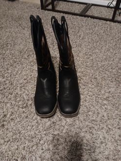 Black Leather Western Cowboy Boots