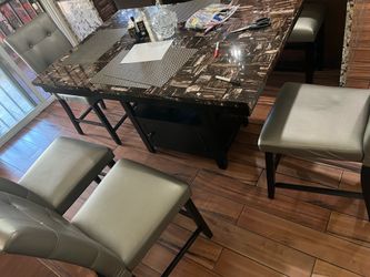Dining table with 4 chairs and bench