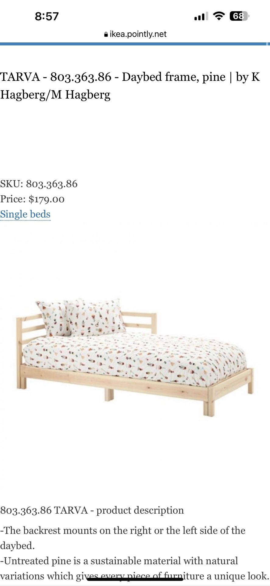 IKEA Tarva Daybed 803.363.86 Good Condition Twin Full Bed Frame