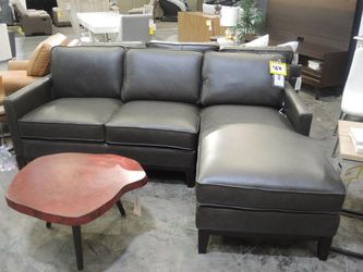 Alder & Tweed Harlow Charcoal Leather Right-Facing Sofa Chaise