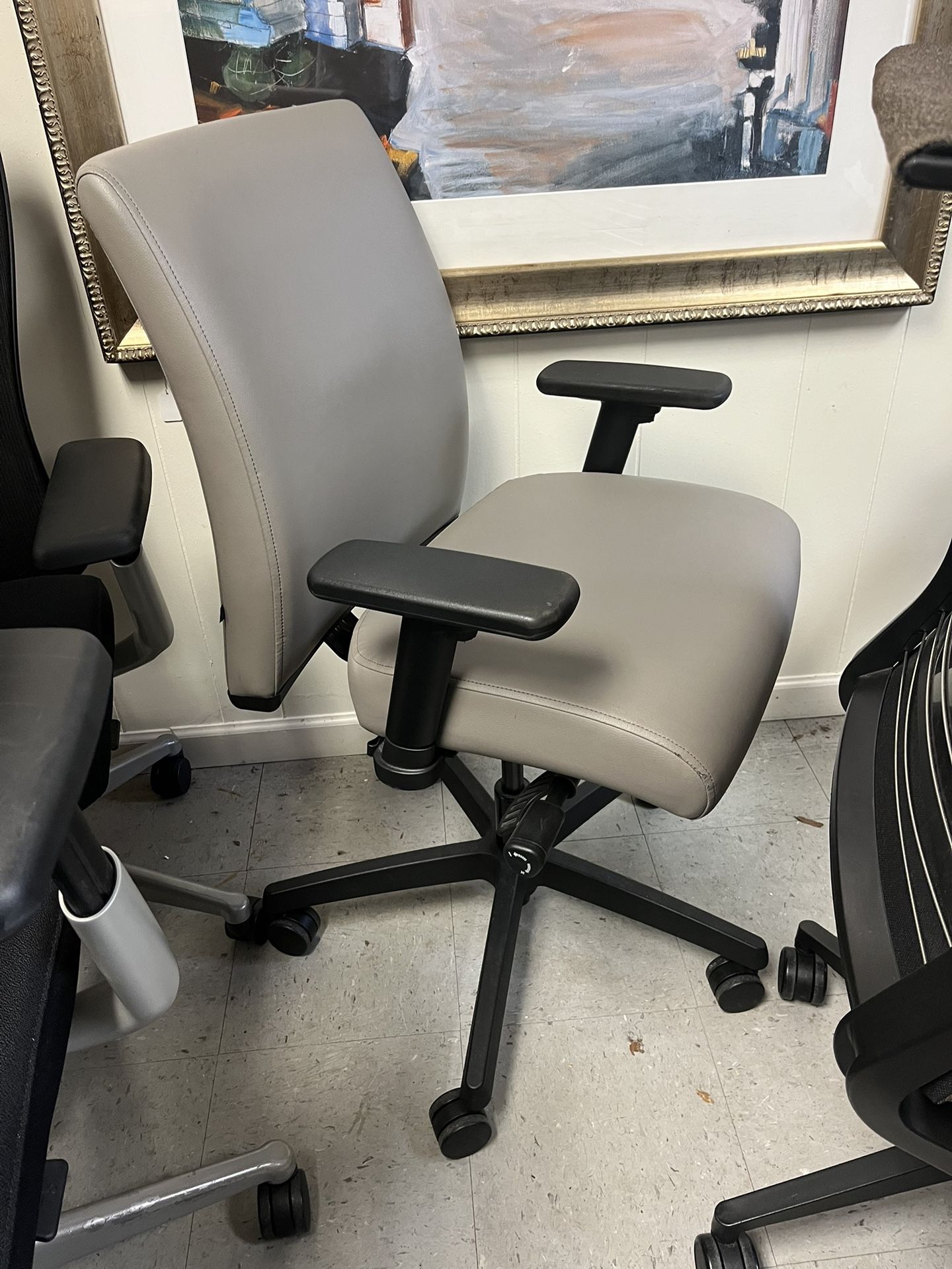 Hon Task Arm Chair In Taupe Vinyl, Totally Adjustable