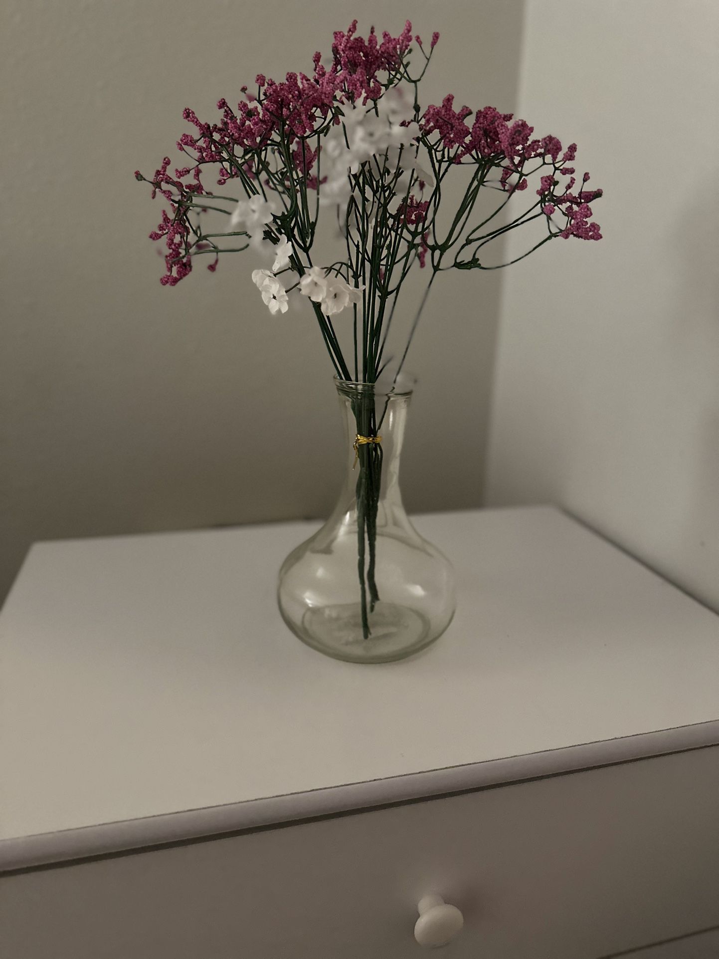 Glass Vase W Artificial Flowers 