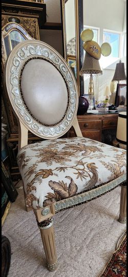 Grand Chair Special Embellishments With Leopard Velveteen .LEATHER  Back New Upholstery! 