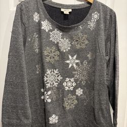 Grey Christmas Snowflake Sweater - women’s size XL Sweatshirt- Simi Valley 