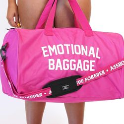 Assholes Live Forever Emotional Baggage Duffle Bag Hot Pink 