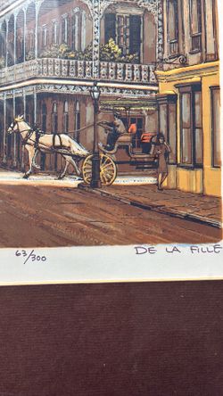 Vtg “New  Orleans French Quarter “  LITHOGRAPH