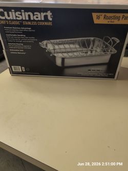 Cuisinart 16-Inch Roasting Pan, Induction Compatible Premium Rectangular Roaster Pan With Rack