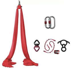 Red Aerial Silks Yoga Swing Kit