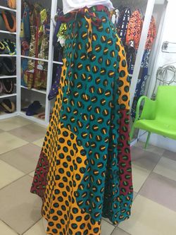 Quality African fabric wrap skirt - can fit size 10, 12, and 14