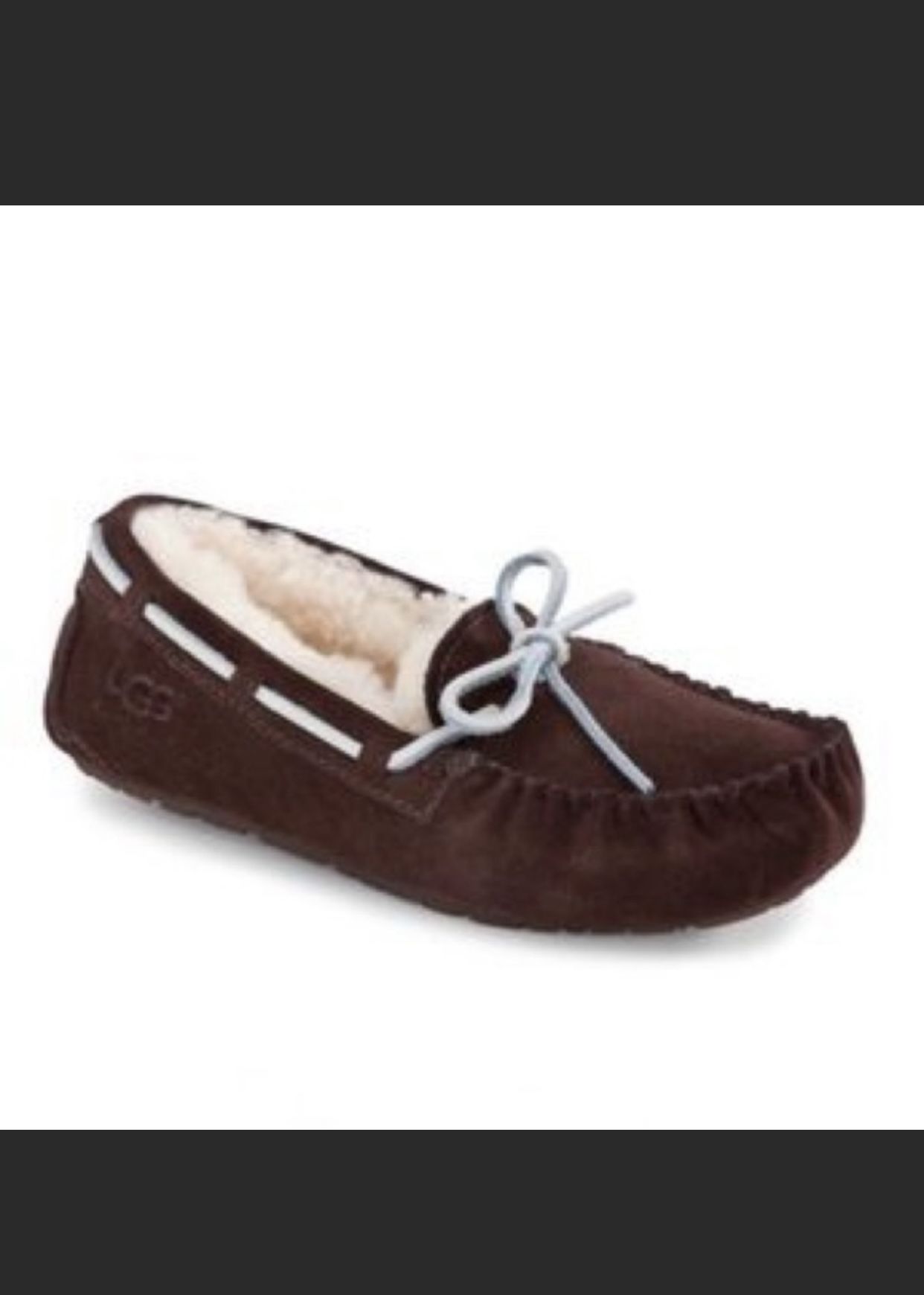 Ugg Australia Kids Dakota Dark Brown Leather Moccasin Slippers blue laces Shoes Size 3 5296. Good Condition, Make an offer!