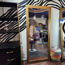 Large Gold-Framed Leaning Floor Mirror