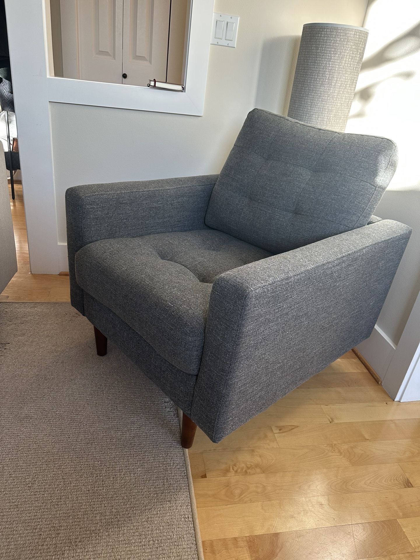 Rivet Cove Mid-Century Modern Tufted Living Room Accent Chair, 32.7"W, Dark Grey