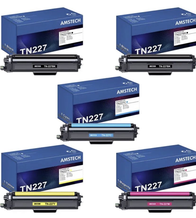 TN227 TN-223BK/C/M/Y Toner Cartridge 5 Pack Compatible for Brother TN-227BK/C/M/Y TN-223 TN223 BK/C/M/Y for MFC-L3710CW MFC-L3750CDW MFC-L3770CDW HL-L