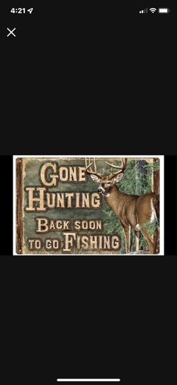 Hunting and Fishing Metal Sign