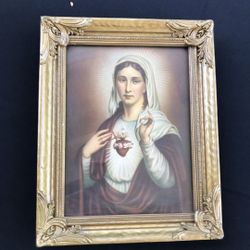 Antique Religious Art * Framed Original With Glass