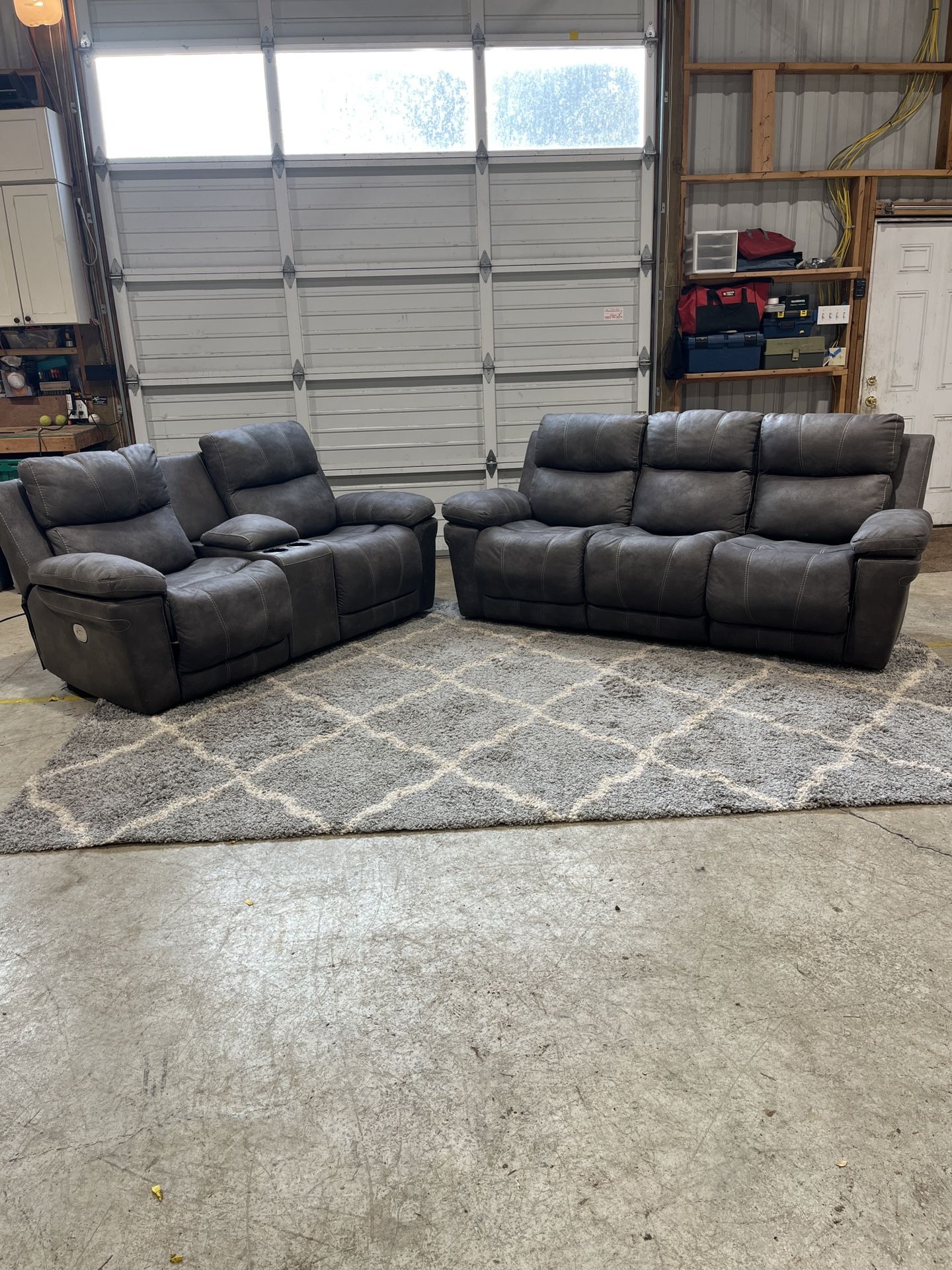 Matching Reclining Sofa & Loveseat Set β Adjustable Headrests β Great Condition!
