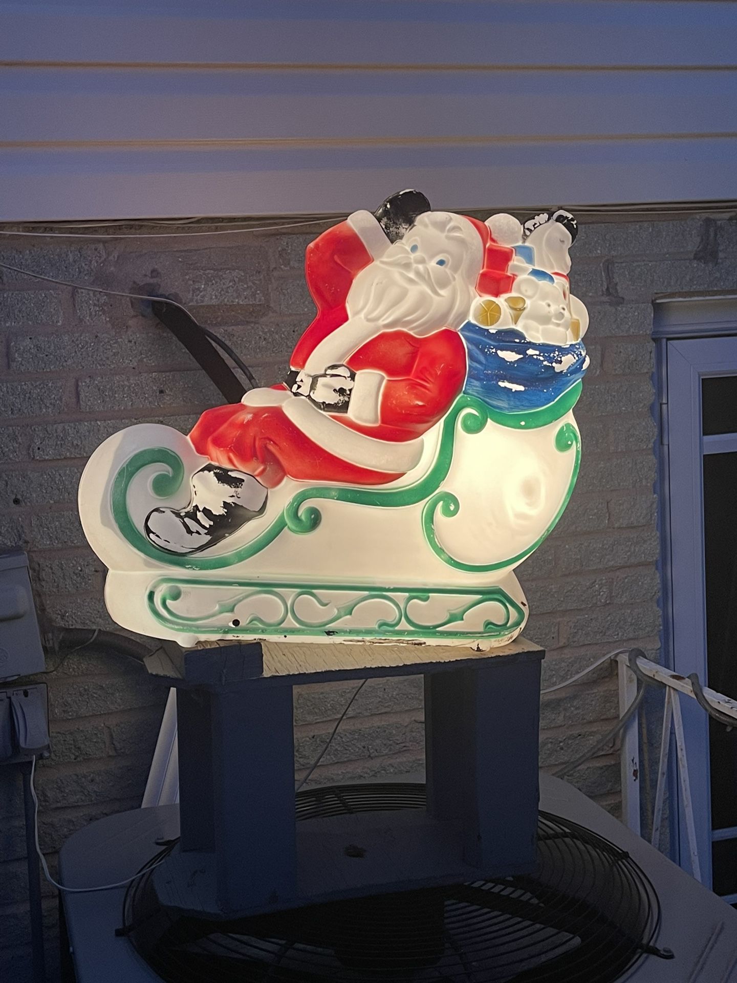 1977 Vintage Empire Santa Sleigh Blow Mold Christmas Yard Decoration 24 “ x21"