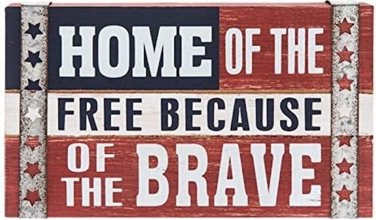 Home Of The Free Because Of The Brave Wood Wall Home Decoration Indoor Outdoor