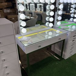 Makeup Vanity And LED Mirror With Bluetooth Speaker (1/13)