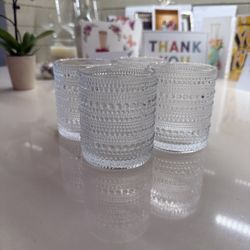 Clear Beaded Small Drinking Glasses-Set of 4