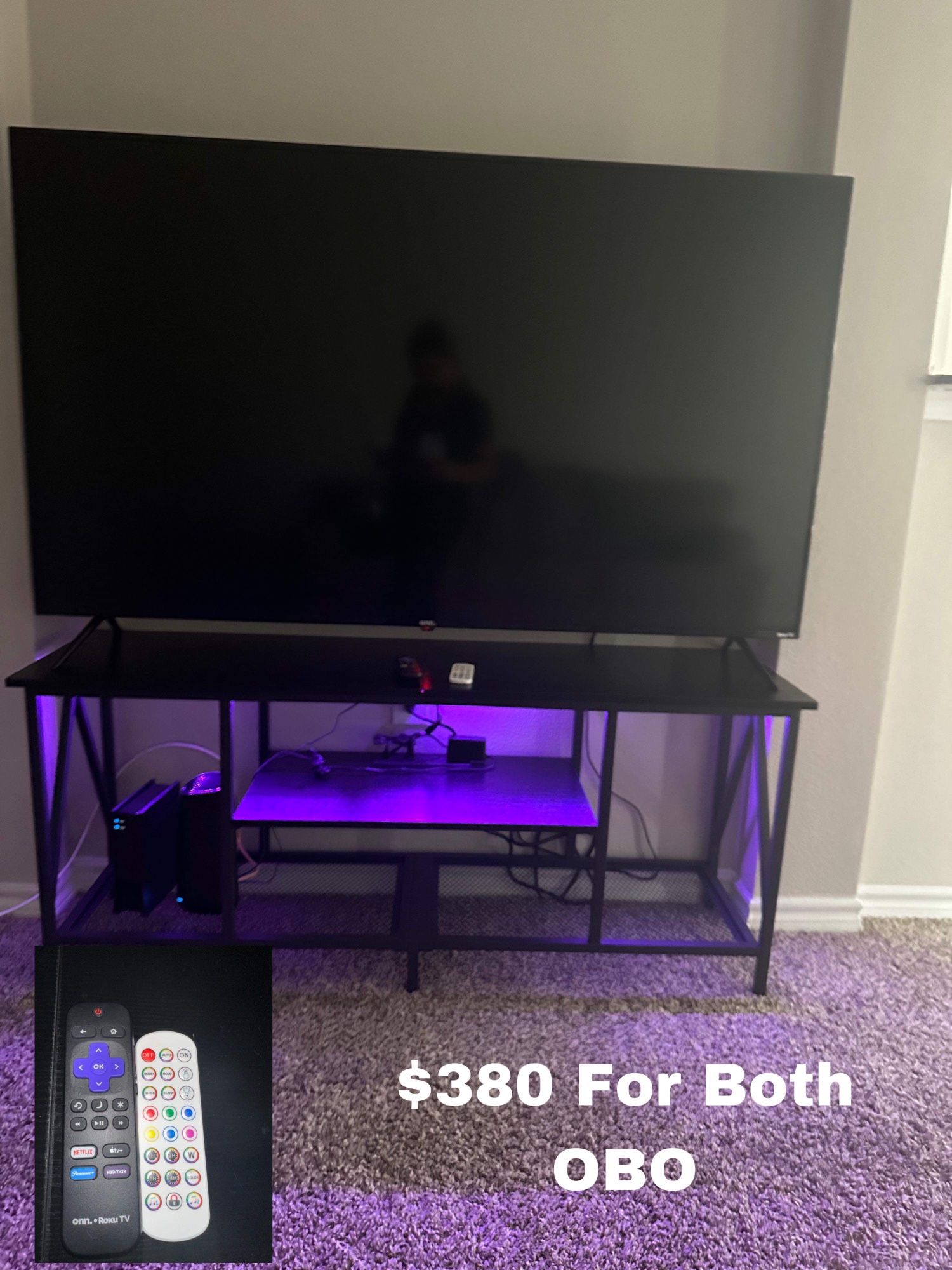 Onn 65 Inch Roku Tv And Led Tv Stand 