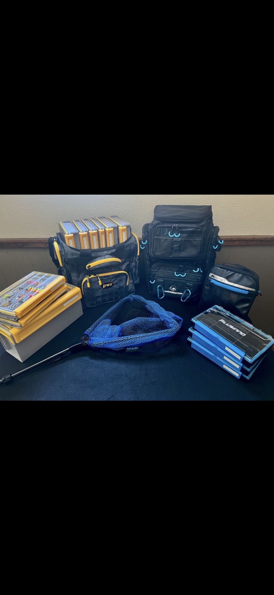 Tackle Bag, Plano Edge. Lews. Tackle Back Pack, Tackle Box Fishing Rod, Fishing Net