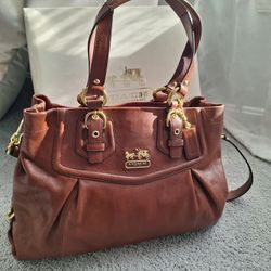 NEW COACH Brown Leather Bag - Gift Box, Dust Bag & Wrapping Tissue