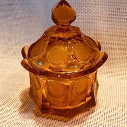 Fostoria Amber Glass Candy Dish, Vintage 1960-s