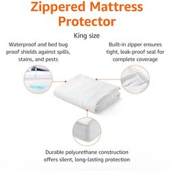 Amazon Basics Zippered Mattress Encasement - Waterproof,king size
