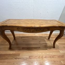 Carved Sofa Or Entry Table With Inlay