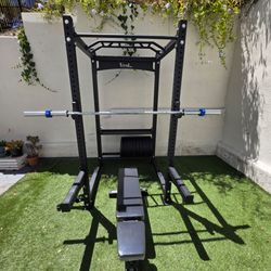 New Vesta Pr3000 Squat Rack | 230lbs Bumper plates | Adjustable Bench | Barbell | Plus Attachments Seen | FREE DELIVERY 🚚