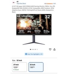 Gaming monitor 180Hz 2560x1440