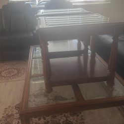 One big Table two Small Tables Color brown 