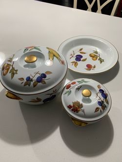 Royal Worcester Eversham Gold Fine Porcelain China Serving Dinnerware Set of 3