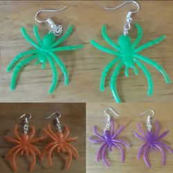 Colored Spider Fish Hook Earrings Handmade 