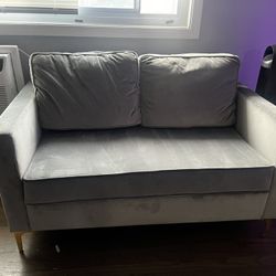 51” Grey Velvet Loveseat Couch