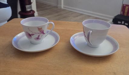 Vintage Limoges France Teacup & Saucer Set of 2 – Purple Thistle