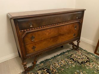 Antique Walnut Dresser with Brass Hardware