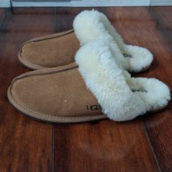 Womens UGG Scruffette Slippers Chestnet Size 7