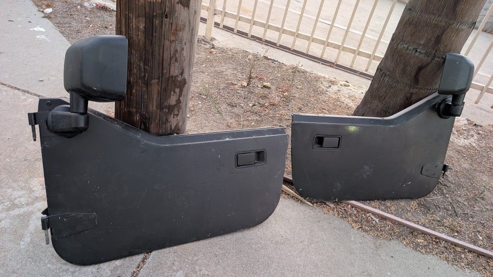 Vintage Jeep Doors YJ Half Door Pair Straight Good Shape W Mirrors Cards Handles