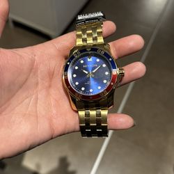 MIYKON Gold Watch – Blue/Red Bezel – New w/ Tag $55 Firm 