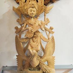 Crocodile Wood Saraswati Sculpture