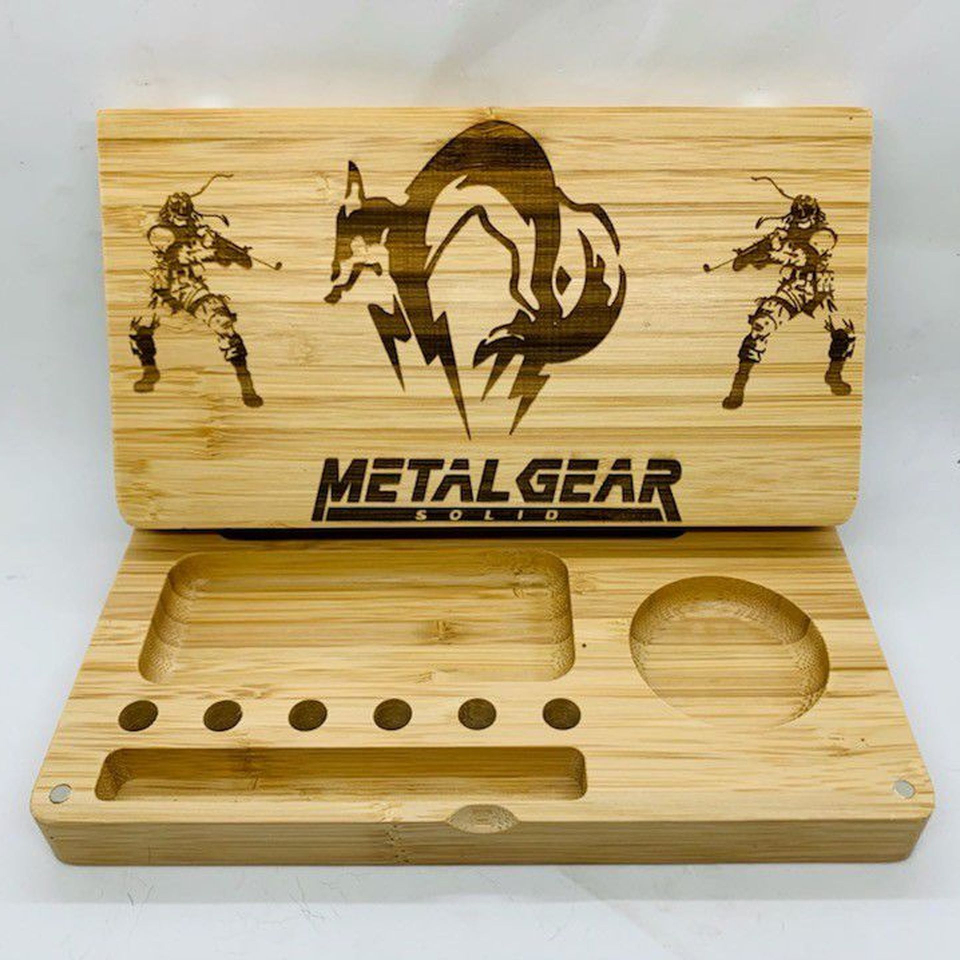 Metal Gear Solid Laser Engraved Bamboo High Quality Rolling Tray