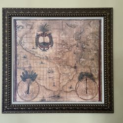 Vintage Map Framed Canvas - Large