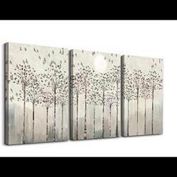 White Wall Art Birds And Tress