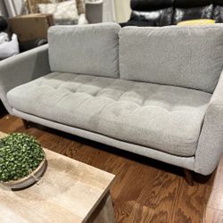 Gray Mid Century Modern Tufted Sofa