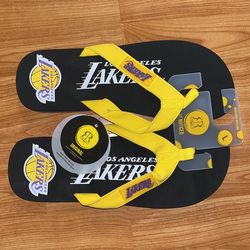 Los Angeles Lakers Men's Flip Flop Yellow Purple L Large