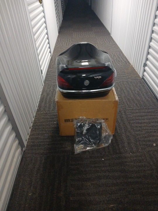 Motor Cycle Trunk V. I. P. Locking Black New With Mounting Brakets